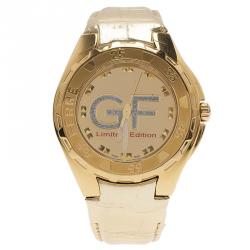 Gianfranco Ferre Gold Tone Stainless Steel 9040J Limited Edition Diamond Unisex Wristwatch 44MM