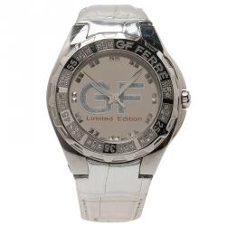 Pre Owned Gianfranco Ferre Mirror Stainless Steel 9040J Limited Edition Diamond Unisex Wristwatch 44MM