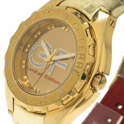 Pre Owned Gianfranco Ferre Gold-Plated Stainless Steel 9040J Limited Edition Women's Wristwatch 44MM