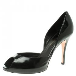 Pre Owned Gianvito Rossi Black Leather Peep Toe D'orsay Pumps Size 37