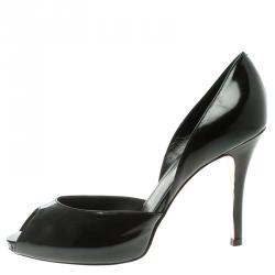 Pre Owned Gianvito Rossi Black Leather Peep Toe D'orsay Pumps Size 37