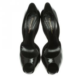 Pre Owned Gianvito Rossi Black Leather Peep Toe D'orsay Pumps Size 37