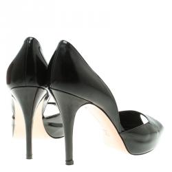 Pre Owned Gianvito Rossi Black Leather Peep Toe D'orsay Pumps Size 37