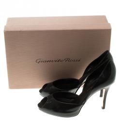 Pre Owned Gianvito Rossi Black Leather Peep Toe D'orsay Pumps Size 37