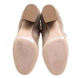 Pre Owned Gianvito Rossi Beige Suede Mackay Lace Up Ankle Boots Size 36.5