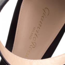 Pre Owned Gianvito Rossi Black Leather Portofino Ankle Strap Sandals Size 38.5