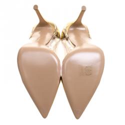 Pre Owned Gianvito Rossi Metallic Gold Leather and PVC Plexi Pumps Size 37.5