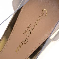 Pre Owned Gianvito Rossi Metallic Gold Leather and PVC Plexi Pumps Size 37.5