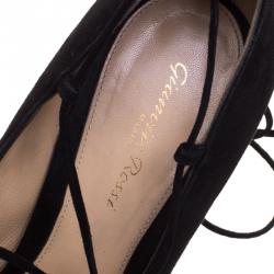 Pre Owned Gianvito Rossi Black Suede Femi Lace up Pointed Toe Pumps Size 42