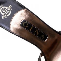 Pre Owned صندل جينا سيور كاحل سويدي ميتالك أسود مقاس 38.5