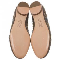 Pre Owned حذاء سليبرز جينا ستان بني سموكينغ مرصع مقاس 39.5