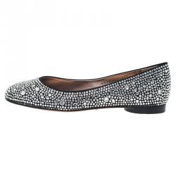 Pre Owned حذاء باليرينا فلات جينا ستان مرصع كريستال مقاس 36.5