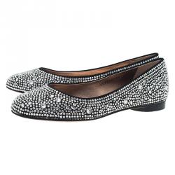 Pre Owned حذاء باليرينا فلات جينا ستان مرصع كريستال مقاس 36.5