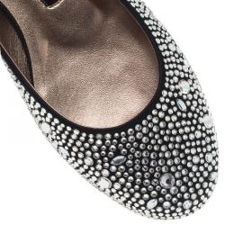 Pre Owned حذاء باليرينا فلات جينا ستان مرصع كريستال مقاس 36.5