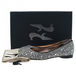 Pre Owned حذاء باليرينا فلات جينا ستان مرصع كريستال مقاس 36.5