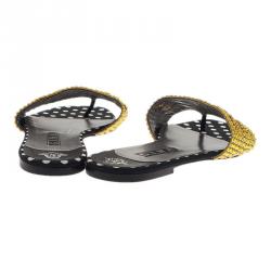 Pre Owned Gina Gold Embellished Athena Slides Size 41.5