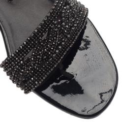 Pre Owned Gina Black Athena Crystal Flat Sandals Size 40