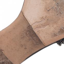 Pre Owned Gina Black Athena Crystal Flat Sandals Size 40