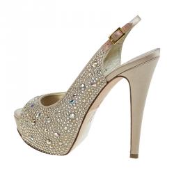 مملوكة مسبقًا صندل سلينجباك جينا ترصيعات سواروفسكي ستان ذهبي مقاس 37