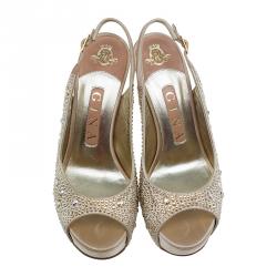 مملوكة مسبقًا صندل سلينجباك جينا ترصيعات سواروفسكي ستان ذهبي مقاس 37