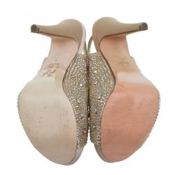 مملوكة مسبقًا صندل سلينجباك جينا ترصيعات سواروفسكي ستان ذهبي مقاس 37