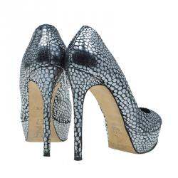 مملوكة مسبقًا صندل جينا جلد فضي ميتاليك نعل سميك مقاس 37.5