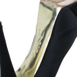 Pre Owned Gina Black Satin Claire Hoodie Platform Pumps Size 39.5