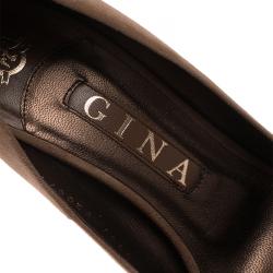 Pre Owned حذاء كعب عالي جينا كلير  بطيات ونعل سميك سويدي بني مقاس 37.5