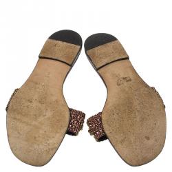 Pre Owned Gina Purple Crystal Embellished Athena Slides Size 38