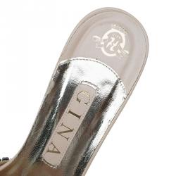 مملوكة مسبقًا Gina Beige Leather Crystal Embellished Sandals Size 39