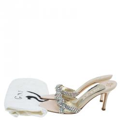 مملوكة مسبقًا Gina Beige Leather Crystal Embellished Sandals Size 39