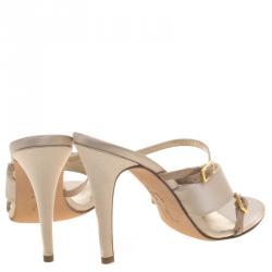 Pre Owned صندل سلايد جينا ساتان بيج سيور متقاطعة مقاس 39