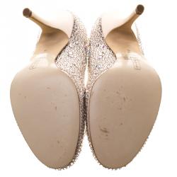 Pre Owned Gina Blush Pink Crystal Embellished Satin Pumps Size 39