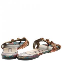 Pre Owned Gina Purple Crystal Embellished Leather Flat Slides Size 39.5