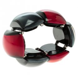 Pre Owned Giorgio Armani Red and Grey Resin Bracelet