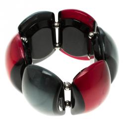 Pre Owned Giorgio Armani Red and Grey Resin Bracelet