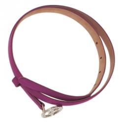 Pre Owned Giorgio Armani Pink Satin Embellished Logo Belt 75 CM