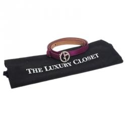 Pre Owned Giorgio Armani Pink Satin Embellished Logo Belt 75 CM