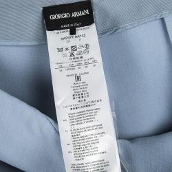 Pre Owned Giorgio Armani Blue Overlap Skirt Detail Wool Trousers S