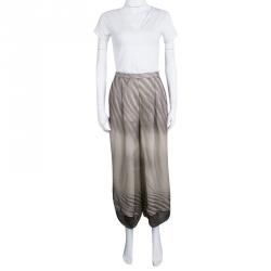 Pre Owned Giorgio Armani Beige Sand Printed Silk Harem Pants M