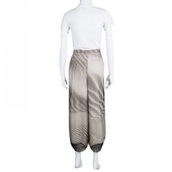Pre Owned Giorgio Armani Beige Sand Printed Silk Harem Pants M