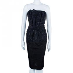 Pre Owned فستان كوكتيل جورجيو أرماني مزخرف شوارفسكي بطيات M