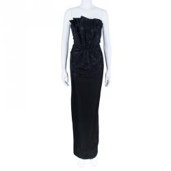 Pre Owned Giorgio Armani Swarovski Embroidered Pleated Cocktail Dress M