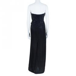 Pre Owned Giorgio Armani Swarovski Embroidered Pleated Cocktail Dress M