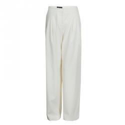 Pre Owned Giorgio Armani Cream Wide-leg Trousers S