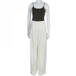 Pre Owned Giorgio Armani Cream Wide-leg Trousers S
