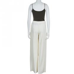 Pre Owned Giorgio Armani Cream Wide-leg Trousers S
