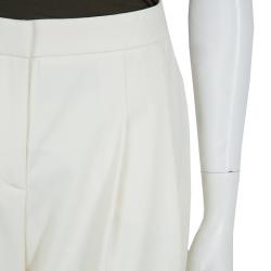 Pre Owned Giorgio Armani Cream Wide-leg Trousers S