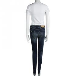 Pre Owned Giorgio Armani Indigo Denim Faded Effect Straight Fit Jeans M