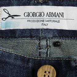 Pre Owned Giorgio Armani Indigo Denim Faded Effect Straight Fit Jeans M